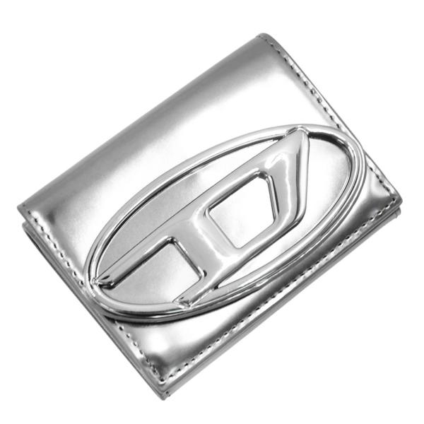 DIESEL ディーゼル レディース三つ折り財布（小銭入れ付き） X09887 PS202 / 1DR TRI FOLD COIN XS シルバー  定番人気商品