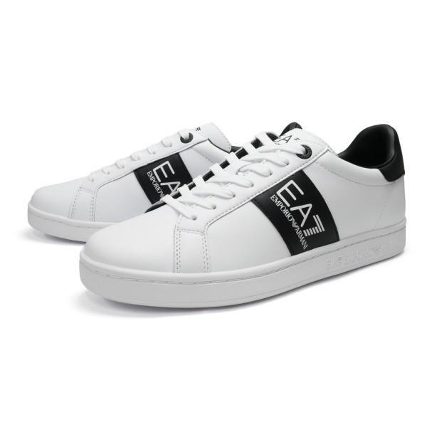 EMPORIO ARMANI エンポリオアルマーニ EA7 メンズ スニーカー 7X000332 AF10848 Classic Sneakers レザー ローカット ホワイト×ブラック 2026秋冬新作 爆買