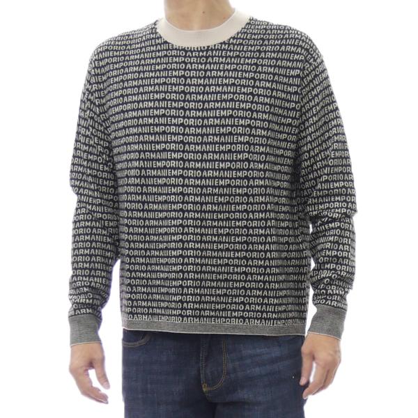 2025 秋冬新作！ EMPORIO ARMANI エンポリオアルマーニ セーター メンズ クルーネックニット EM002630 AF14199 ブラック EMPORIO ARMANI エンポリオアルマーニ メンズクルーネックニット