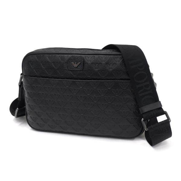 EMPORIO ARMANI エンポリオアルマーニ メンズ ショルダーバッグ EM001682 AF14774 クロスボディバッグ 斜め掛け カーフ レザー 型押し ブラック 2026秋冬新作