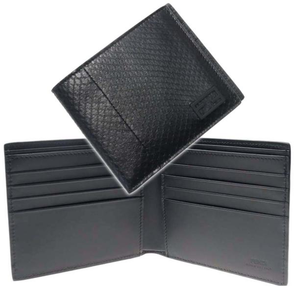 FENDI フェンディ メンズ二つ折り財布 7M0169 AGR0 ブラック /定番人気