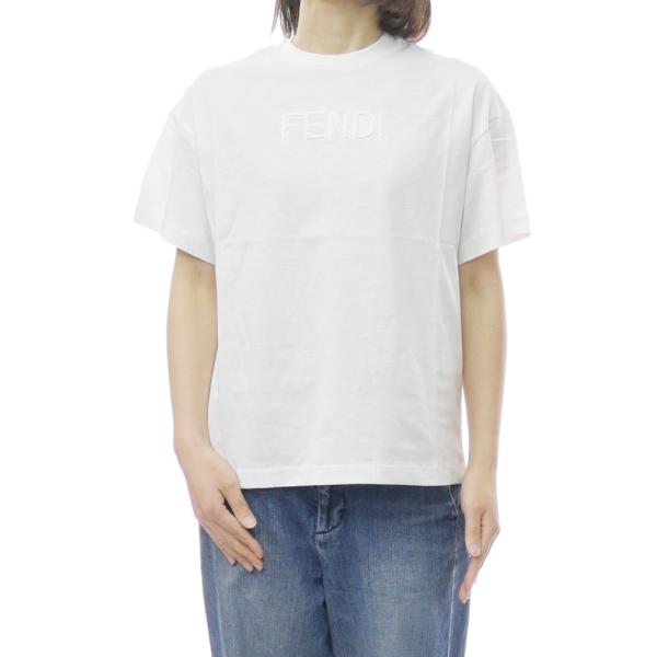 FENDI フェンディ キッズ レディース クルーネック Tシャツ JUI201 7AJ ホワイト 大人もOK 半袖