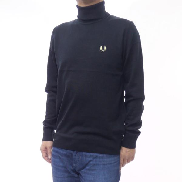 FRED PERRY フレッドペリー メンズタートルネック/セーター K9552 / ROLLNECK JUMPER ブラック 定番人気商品 FRED PERRY（フレッドペリー） メンズタートルネック/セーター K9552