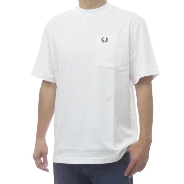 FRED PERRY フレッドペリー メンズ クルーネック Tシャツ M2408 / POCKET DETAIL T-SHIRT ホワイト ポケT シンプル 爆買