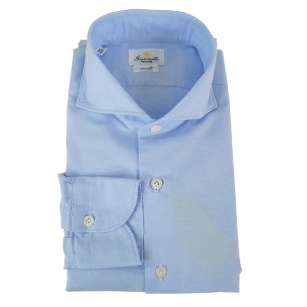 2025 秋冬新作！ GIANNETTO ジャンネット カッタウェイシャツ メンズ コットン 綿100％ AC146 / VINCI FIT WASH ライトブルー GIANNETTO ジャンネット メンズカッタウェイシャツ AC146 / VINCI FIT