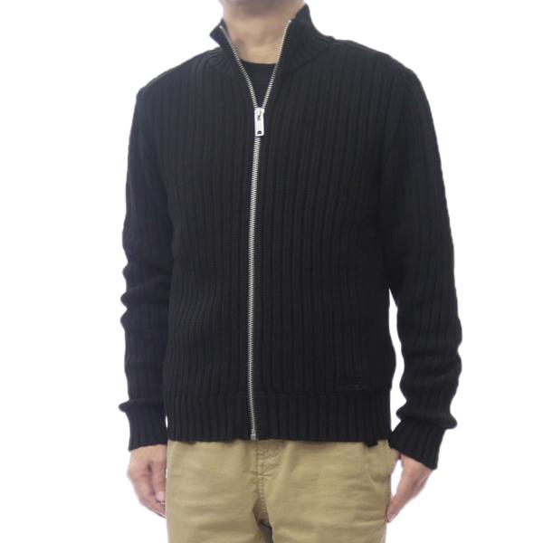 2025 秋冬新作！ HUGO・HUGO BOSS ヒューゴボス メンズ ジップアップセーター 50546980 10273681 / Sriton ブラック HUGO BOSS（ヒューゴ・ボス） HUGO・HUGO BOSS メンズジップアップ