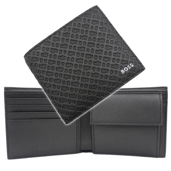 2025 秋冬新作！ HUGO BOSS ヒューゴボス 財布 メンズ 二つ折り財布（小銭入れ付き） 50548816 10274295 / Zair ML 4cc coin N ブラック HUGO BOSS（ヒューゴ・ボス） メンズ二つ折り財布（小銭入れ付き