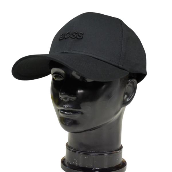BOSS ブラック キャップ フリーサイズ BOSS - コットンツイル キャップ ファブリックロゴパッチ - ブラック