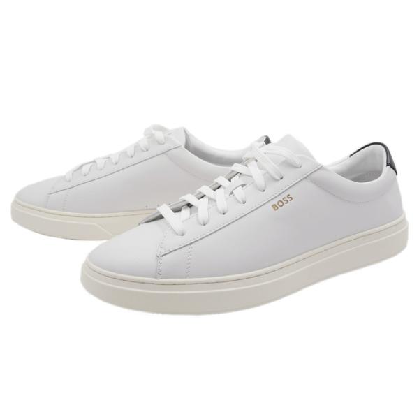 セールSS HUGO BOSS ヒューゴボス メンズ スニーカー 靴 シューズ ローカット レザー 50536480 10214620 Kieran Tenn bu ホワイト HUGO BOSS（ヒューゴ・ボス） メンズローカットスニーカー 50536480
