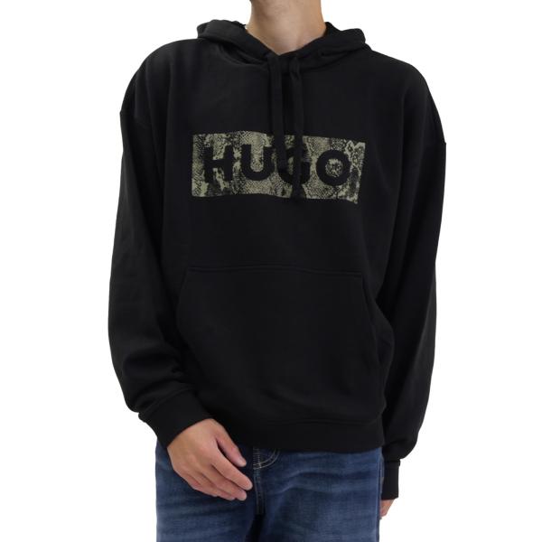 HUGO・HUGO BOSS ヒューゴボス メンズ パーカー 50566028 10273008 / Necdysis 裏毛スウェット ロゴ グラフィック ブラック 2026秋冬新作 ストリート