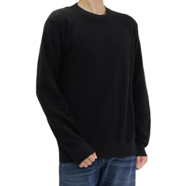 HUGO・HUGO BOSS ヒューゴボス メンズ ニット 50566762 10281263 / Simoh ジャガード チェック柄 丸首 ブラック 2026秋冬新作 レトロ 大人 紳士 プレゼント