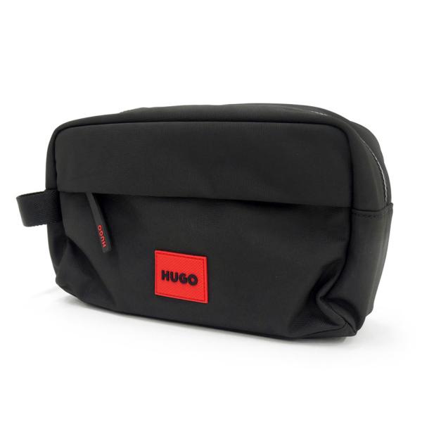 HUGO・HUGO BOSS ヒューゴボス メンズ トラベルポーチ 50549012 10273895 / Ethon 3.0_Washbag セカンドバッグ ラバーロゴラベル ブラック 定番人気商品