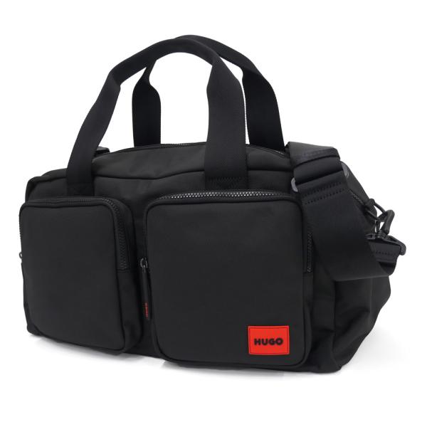 HUGO・HUGO BOSS ヒューゴボス メンズ 2WAY ボストンバッグ 50558493 10273895 / Ethon 3.0N_New Hldll ラバーロゴラベル ブラック 2026秋冬新作