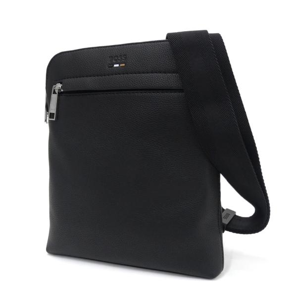 HUGO BOSS ヒューゴボス メンズ ショルダーバッグ 50536477 10263216 / Ray_S zip env N. サコッシュ エンボス ロゴ 肩掛け 斜め掛け ブラック 定番人気商品