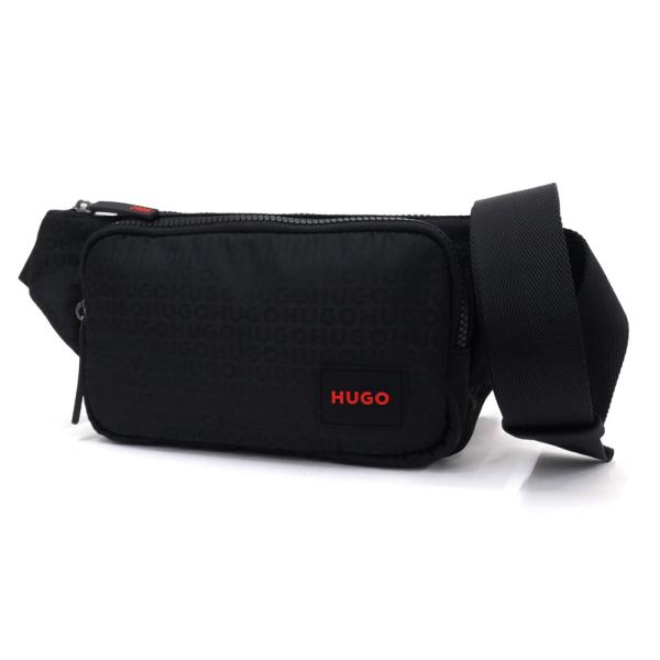 HUGO・HUGO BOSS ヒューゴボス メンズ ボディバッグ 50563515 10266577 / Ethon_JQ_NEW WAISTBA ロゴ ジャガード ブラック 2026秋冬新作 カバン インポート