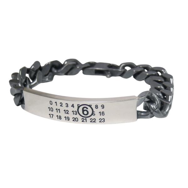 MM6 エムエムシックス レディース チェーン ブレスレット SM6UY0049 SV0235 Minimal Logo ID Tag curb bracelet クラシック ロゴ シルバー 2026秋冬新作