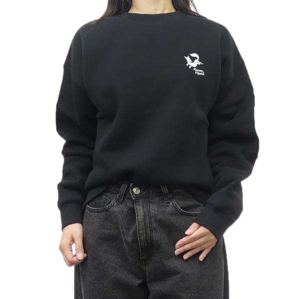 旧作お買い得セール！ MAISON KITSUNE メゾンキツネ トレーナー レディース コットン 綿100％ 裏起毛 NW00306 KM0307 / FANCY FOX COMFORT SWEATSHIRT ブラック tre-style_mk24fw602
