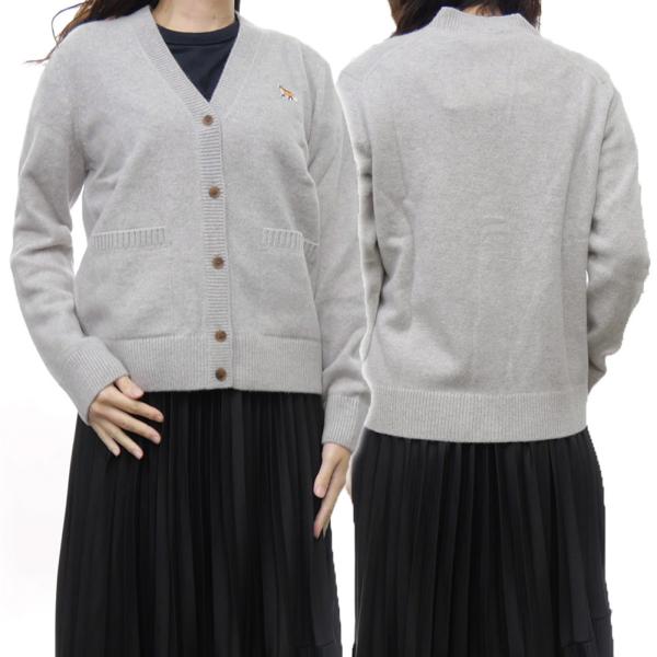 旧作お買い得セール！ MAISON KITSUNE メゾンキツネ カーディガン レディース LW00507KT1006 / BABY FOX PATCH BOXY CARDIGAN グレー MAISON KITSUNE（メゾン キツネ） レディースカーディガン