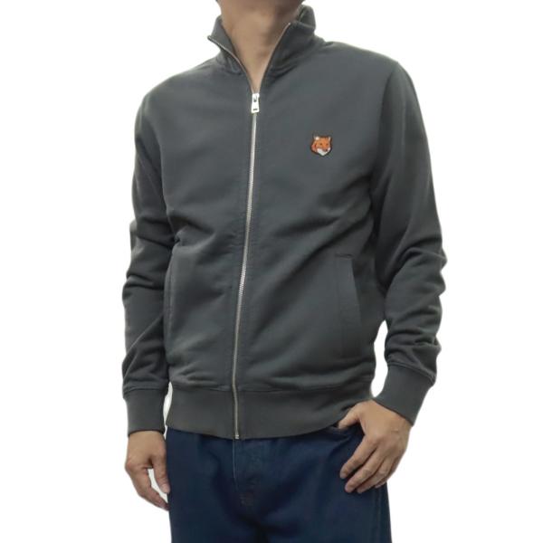 MAISON KITSUNE メゾンキツネ メンズ ジップアップ スウェット PM02134 KM0340 / FOX HEAD ZIPPED REGULAR SWEATSHIRT チャコールグレー トラックジャケット