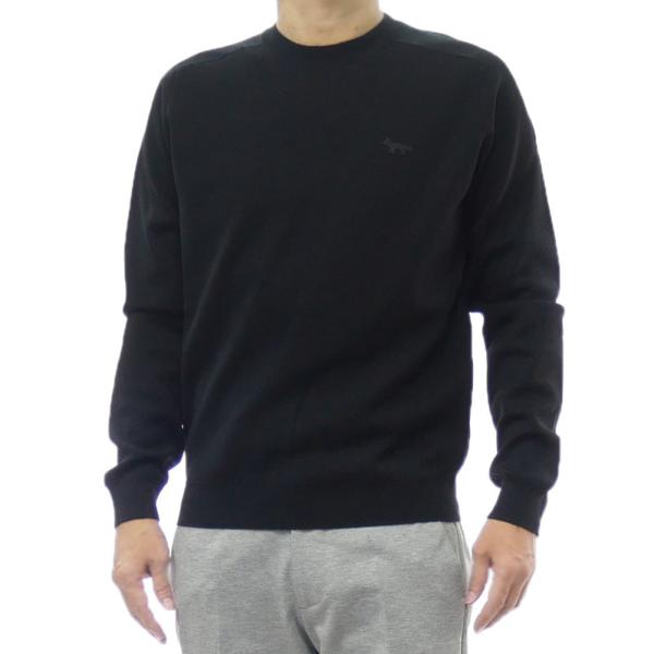 MAISON KITSUNE メゾンキツネ セーター メンズ クルーネック ニット PM00813 KT1168 / TECHNICAL MERINO JUMPER ブラック MAISON KITSUNE（メゾン キツネ） メンズクルーネックセーター ニット