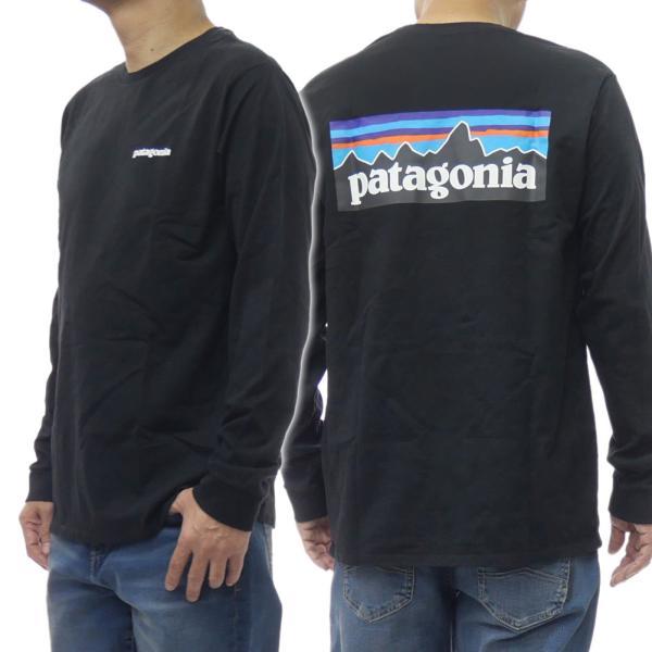 PATAGONIA パタゴニア メンズ クルーネック ロングTシャツ 38518 / M’S L/S P-6 LOGO RESPONSIBILI-TEE（P-6ロゴレスポンシビリティー）ブラック 定番人気商品