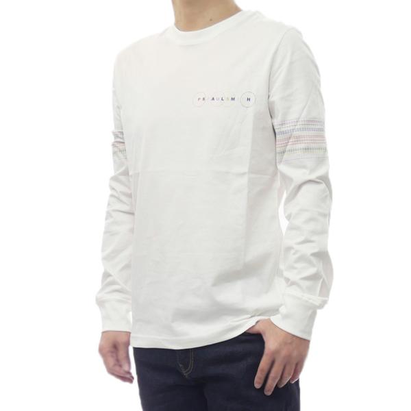 PS PAUL SMITH ポールスミス メンズクルーネックロングTシャツ M2R 828R VP5582 ホワイト