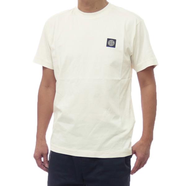 STONE ISLAND ストーンアイランド メンズ クルーネックTシャツ 2100027 ガーメントダイ 製品染め 半袖 ロゴ パッチ オフホワイト