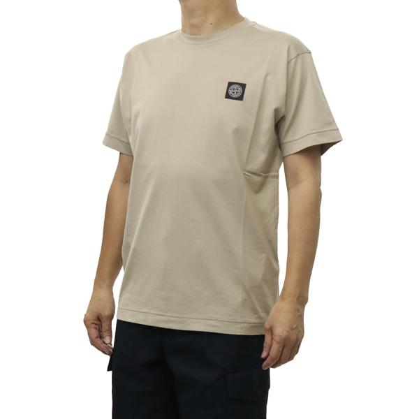 STONE ISLAND ストーンアイランド メンズ クルーネックTシャツ 2100027 ガーメントダイ 製品染め 半袖 ロゴ パッチ ベージュ