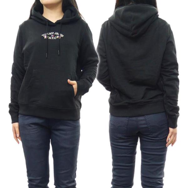  JEANS トミージーンズ レディースプルオーバーパーカー DW16135 ブラック TOMMY JEANS トミージーンズ レディースプルオーバーパーカー
