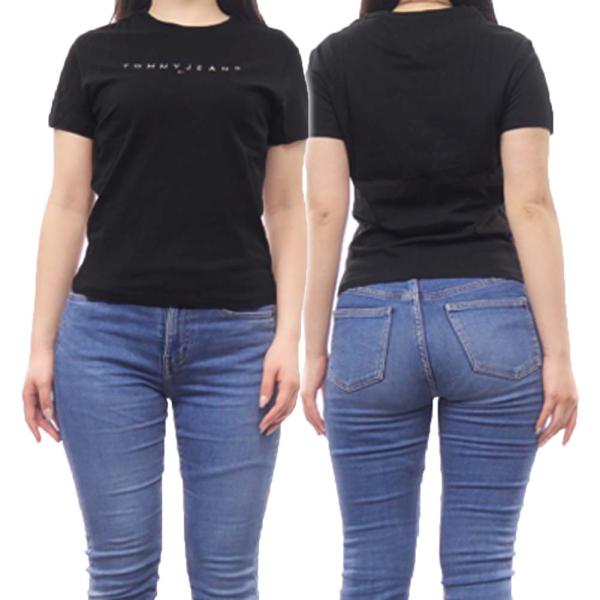 TOMMY JEANS トミージーンズ レディース クルーネック Tシャツ DW17361 ブラックロゴ レタード