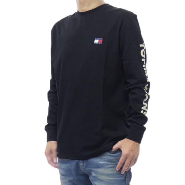 2025 秋冬新作！  JEANS トミージーンズ Tシャツ メンズ 長袖 クルーネック ロンT DM21591 ブラック HILFIGER DENIM TOMMY JEANS トミージーンズ メンズクルーネックロング