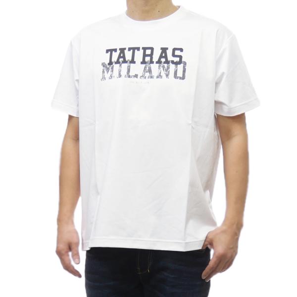 セールSS TATRAS タトラス Tシャツ メンズ 半袖 クルーネック コットン 綿100％ MTKE25S8036-M INIGO ブランド ラバー ロゴ カジュアル スポーティ 大きいサイズ ホワイト TATRAS（タトラス） メンズクルーネックTシャツ MTKE25S8036-M / INIGO