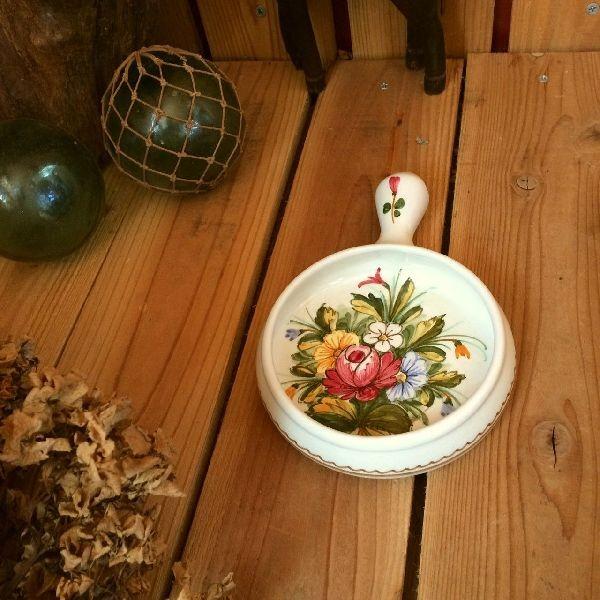 ≫作家物イタリア陶器*古いオーナメントプレート*鉢*フライパン型  