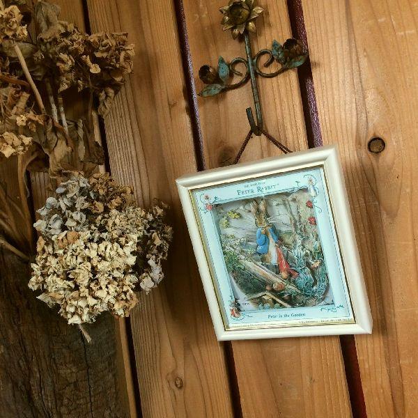 ≫ヴィンテージ*ピーターラビット*古いハンドメイド シャドーボックス*３Dデコパージュ*額装*アート*福音館書店*ビンテージ*アンティーク