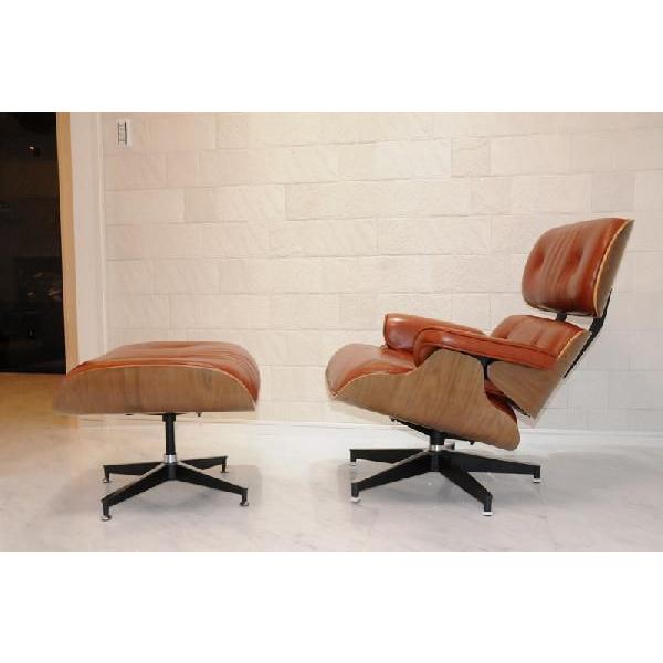 Eames Charles and Ray Eames lounge chair and ottoman Tan 