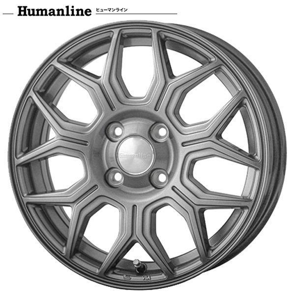 オールシーズンタイヤ ホイール4本セット 155/65R14インチ 4H100 ヒューマンライン HS10M DG クムホ ソルウス 4S HA32