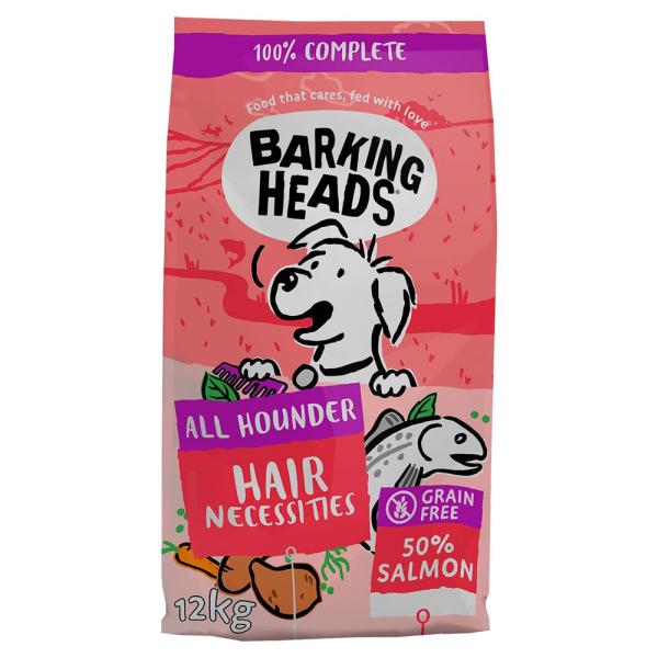 BARKING HEADS バーキングヘッズ ヘア ネセシティーズ サーモン ドライドッグフード 全犬種成犬用12kg