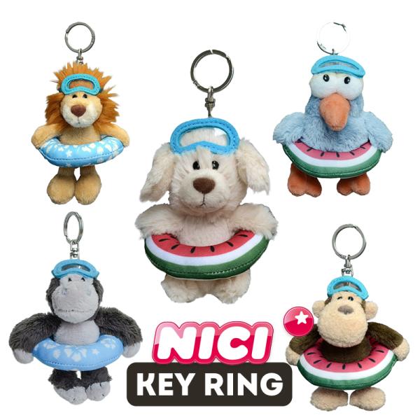 NICI（ニキ）キーリング / Key Ring 浮き輪 モンキー ハチドリ ゴリラ ライオン ゴールデンレトリバー（動物/アニマル/夏/海/プール/水泳/キーホルダー）