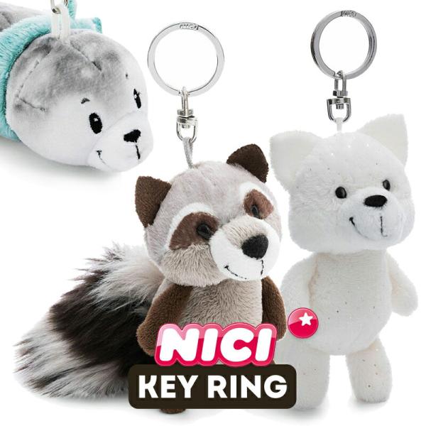 NICI（ニキ）キーリング / winter24（キツネ/アライグマ/アザラシ/キーホルダー/ビーンバッグ/ギフト/プレゼント）
