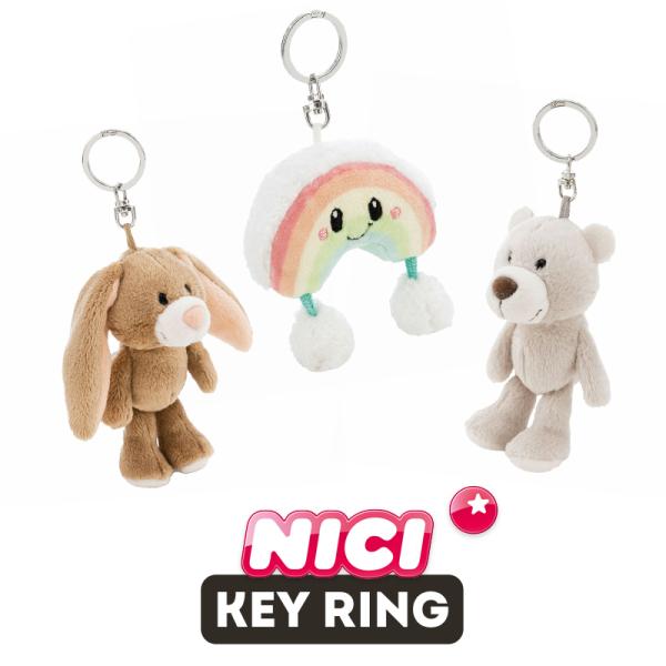 NICI（ニキ）ベアフレンズ25 キーリング ベアフィニー バニーロピーノ レインボー二プシ/　Key Ring（動物/虹/かわいい/キーホルダー/ギフト/プレゼント）