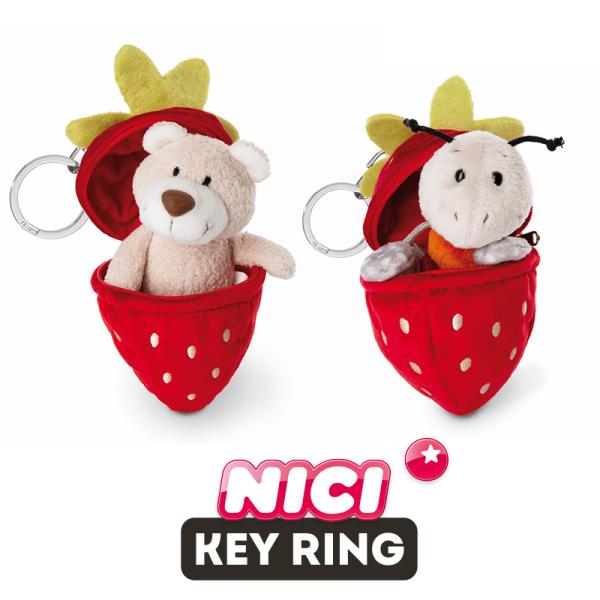 NICI（ニキ）クラシックベア 2024 キーリング ベアベンディックス アントエンジ +イチゴ /　Key Ring（動物/蟻/昆虫/苺/果物/フルーツ/キーホルダー）