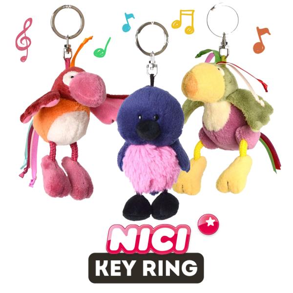 NICI（ニキ）キーリング  ベラノ オウム トゥーカン グリーン ピンクロビン / Key Ring （鳥/アニマル/動物/キーホルダー/ビーンバッグ/ギフト/プレゼント）