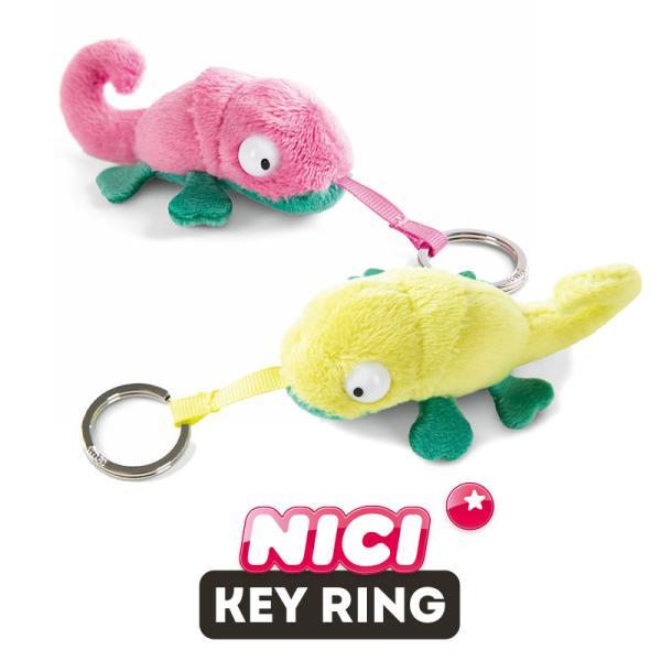 NICI（ニキ）キーリング summer2023 カメレオン ピンク グリーン  /　Key Ring（動物/アニマル/爬虫類/かわいい/キーホルダー/ビーンバッグ/ギフト/プレゼント）