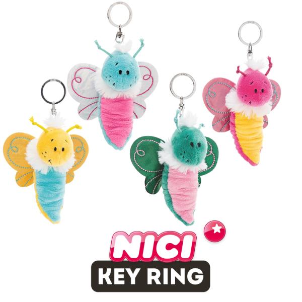 NICI（ニキ）キーリング GH26 フリビーズ バタフライ ピンク イエロー グリーン ブルー  /　Key Ring（動物/アニマル/キーホルダー/ギフト/プレゼント）