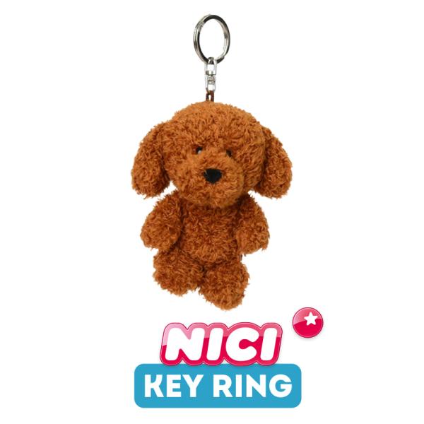 NICI（ニキ）キーリング / Dogs 2026 プードル レッドブラウン（10cm/キーホルダー/BB/イヌ/犬/いぬ/アニマル/バッグチャーム/ギフト/プレゼント/かわいい）