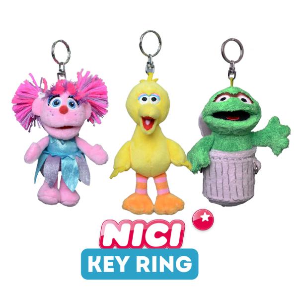 NICI（ニキ）セサミストリート ビッグバード アビー オスカー  /　Key Ring（かわいい/キーホルダー/ビーンバッグ/ギフト/プレゼント）