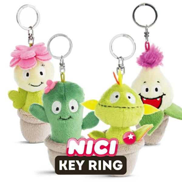 NICI（ニキ）キーリング / Key Ring ファニーフラワーズ （プランツ/サボテン/アロエ/セダム/植物/かわいい/キーホルダー/ビーンバッグ/ギフト/プレゼント）