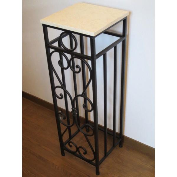 人工大理石×アイアンの上質花台28×28×88cm