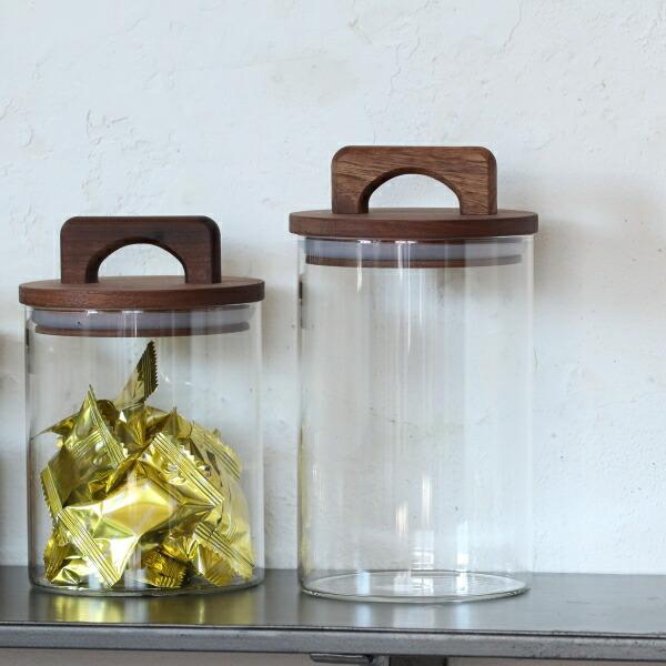 ガラス 保存瓶 キャニスター おしゃれ 保存容器 木蓋 L : TREMOLO