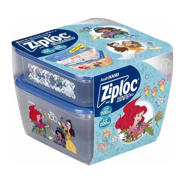 ジップロック コンテナ 正方形 700mL&1100mL プリンセス 23 Ziploc